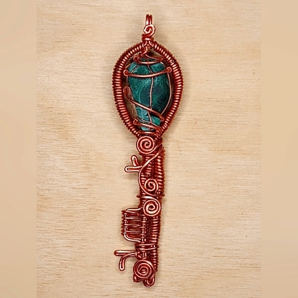 Other - Malachite Stone / Pure Copper Key Pendant